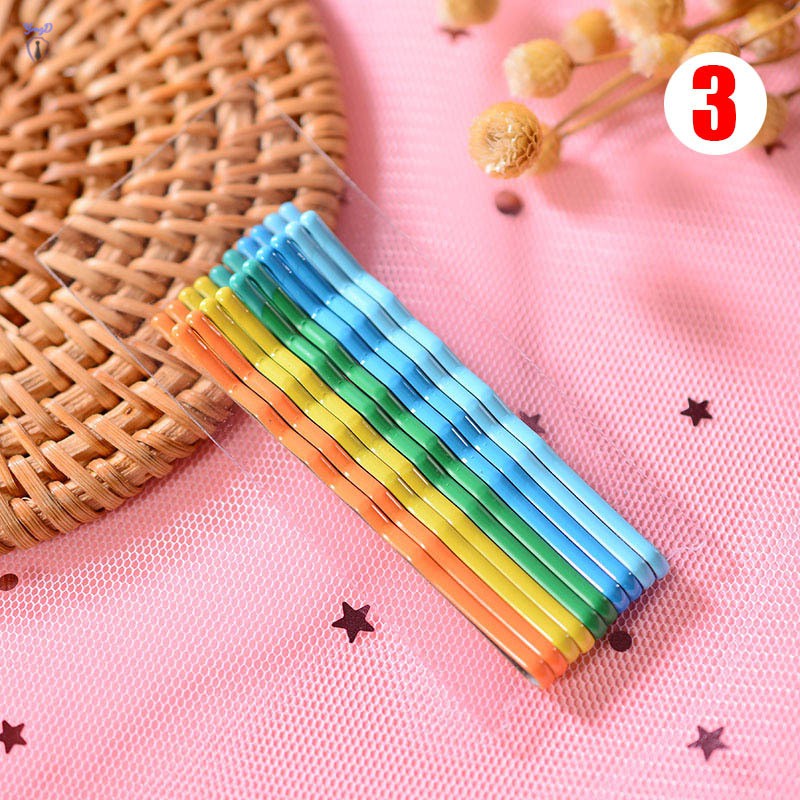 Ym 10 Pcs Candy Color Wavy Bobby Pins Hair Clips Grips Women Girl Hair Decorations @VN