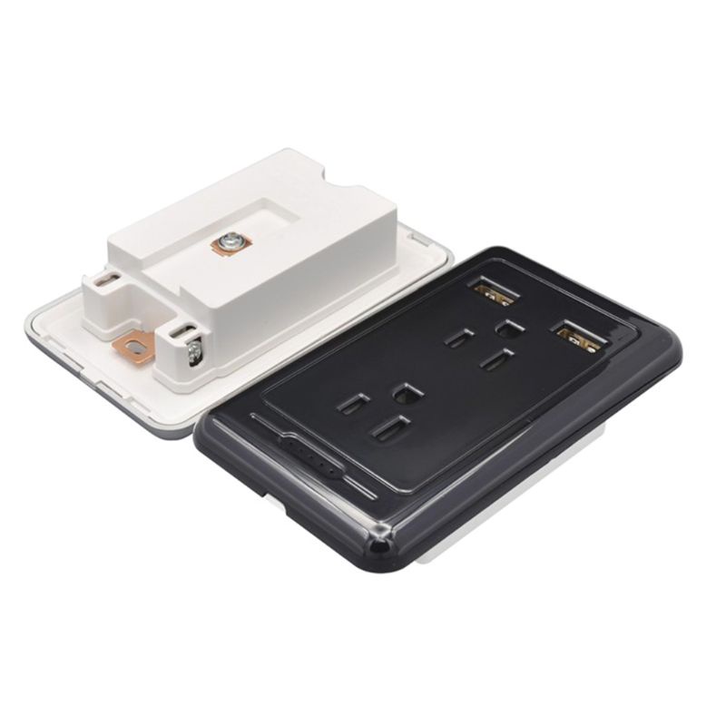 Ổ Cắm Điện Gắn Tường Kèm 2 Cổng USB Tiện Dụng