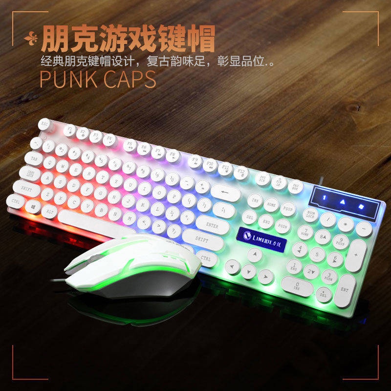 Bàn phím cơ Bộ Bàn Phím Cơ Và Chuột Chơi Game Có Dây Phát Sáng Và Cổng USB