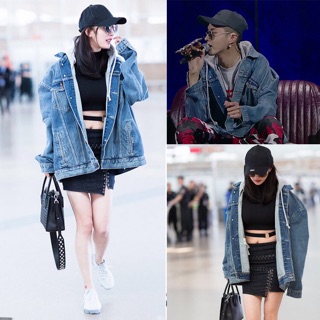 Áo khoác jeans form rộng có mũ ulzzang style
