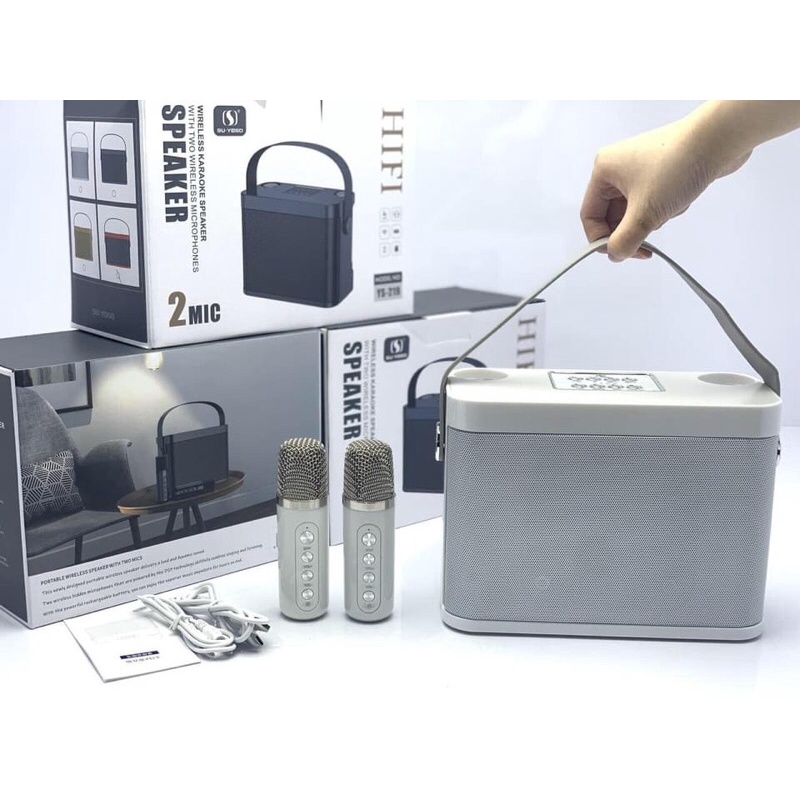 Loa Karaoke Xách Tay Di Động,Hỗ Trợ Dạy Học,Trợ Giảng,Hoạt Động Ngoài Trời.Tặng Kèm 2 Micro Không Dây