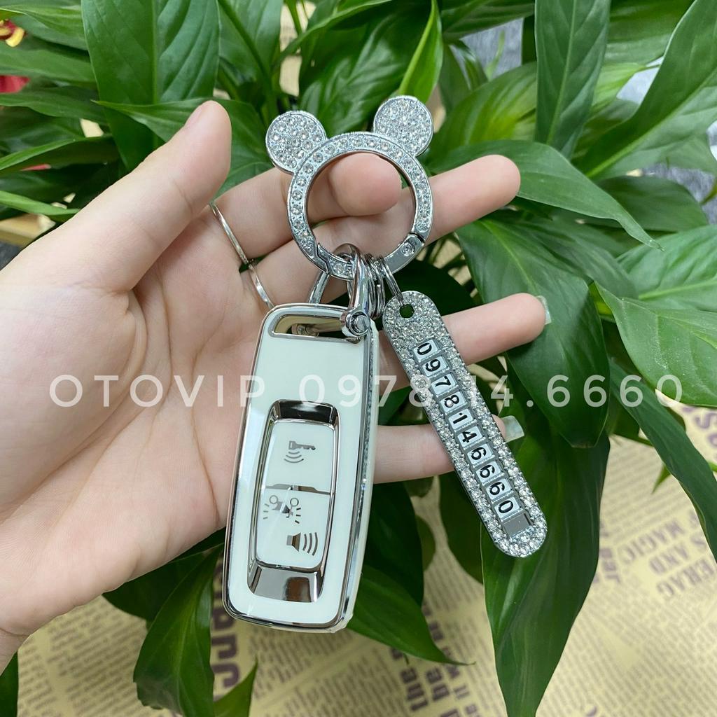 Ốp TPU 2 nút nhỏ viền bạc bảo vệ chìa khóa xe máy Smartkey Honda 2022 Vision, SH Mode, Air Blade, Lead,....