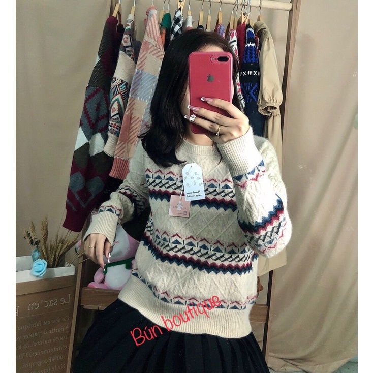Áo len Hàn hoạ tiết Vintage | BigBuy360 - bigbuy360.vn