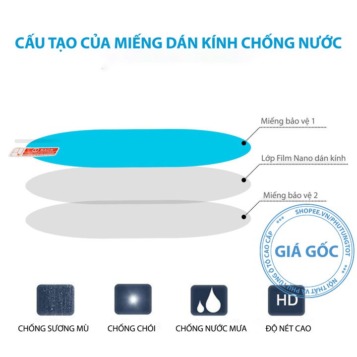 Miếng dán kính chống nước ô tô dán cửa kính sườn và gương xe hơi