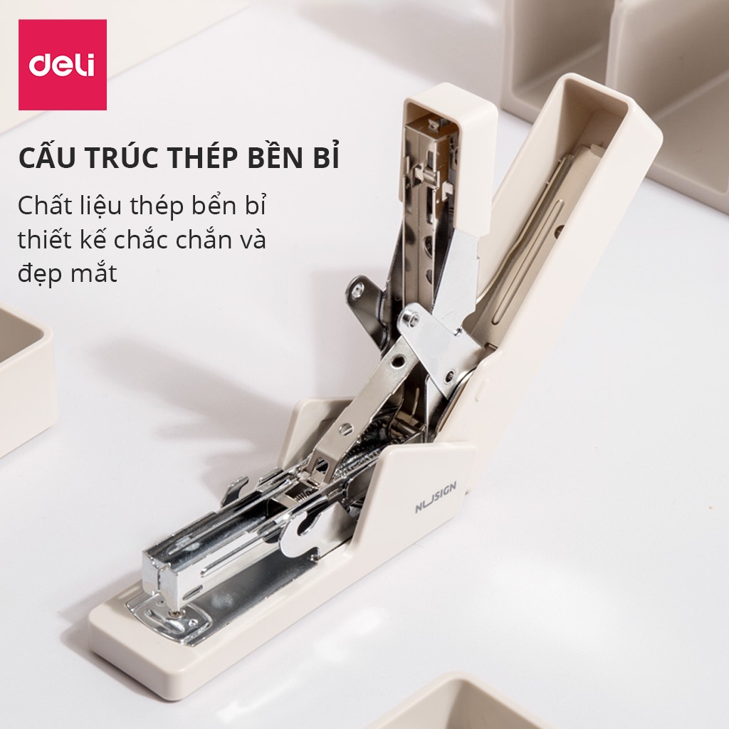 Dập ghim trợ lực mini Deli - Đen/Trắng/Xám - 1 chiếc - NS081