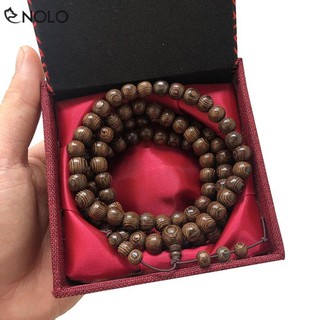 Chuỗi Hạt Vòng Quấn Tay 8 Li 108 Hạt Chất Liệu Gỗ Trầm Hương Phong Cách Vajra Lê Tặng Kèm Hộp Đựng