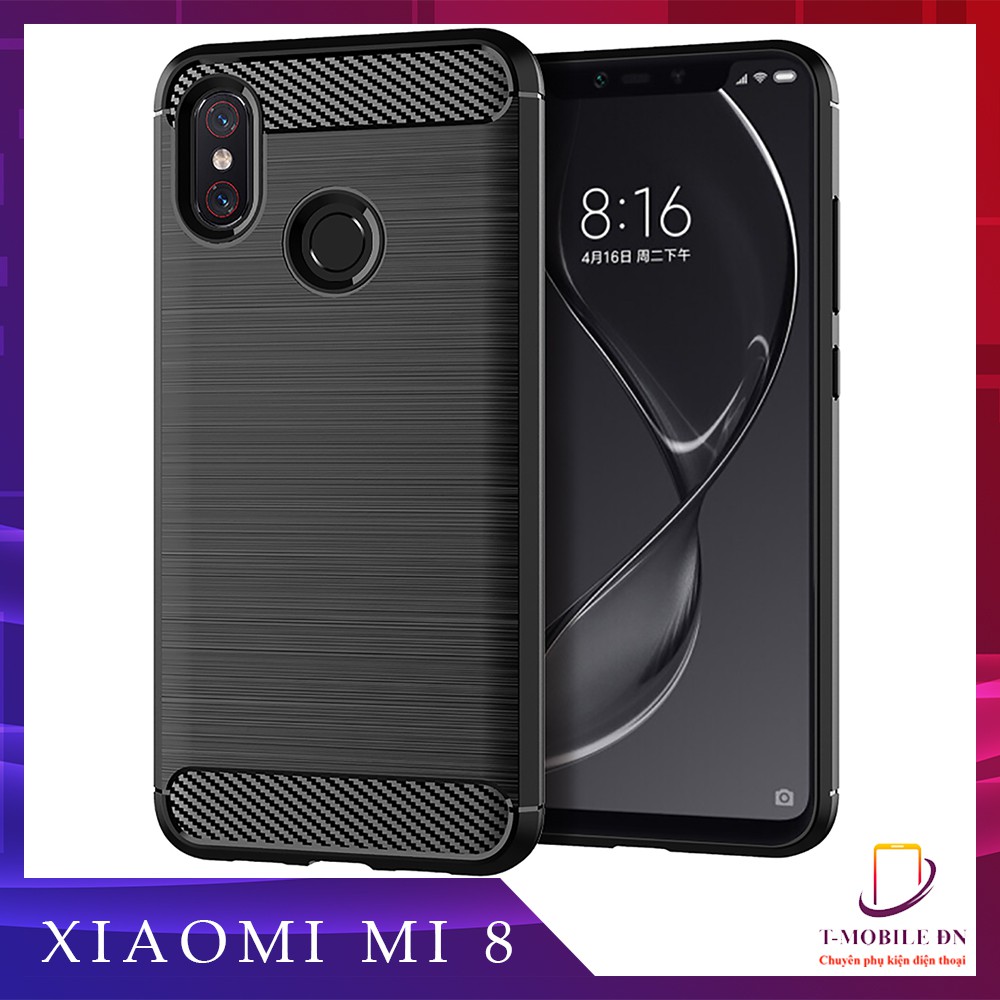 Ốp lưng Xiaomi Mi 8, Ốp Carbon phay xước chống sốc chống vân tay cho Xiaomi Mi 8