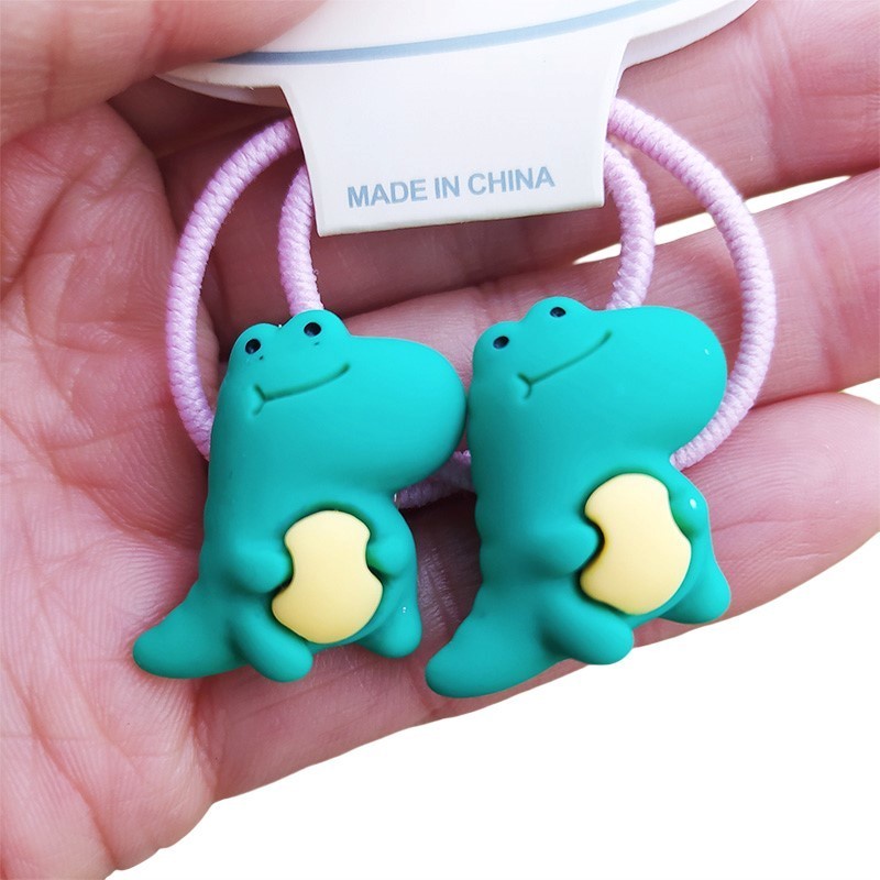 Set 2 Dây Cột Tóc Co Giãn Hình Khủng Long/Quả Dứa Dễ Thương Dành Cho Bé Gái