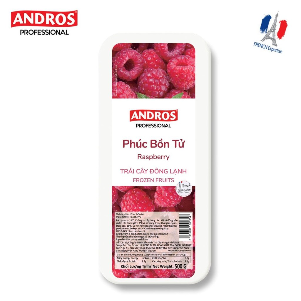 [Chỉ giao HCM] ANDROS - Phúc bồn tử đông lạnh (Frozen Raspberry) - Trái cây đông lạnh