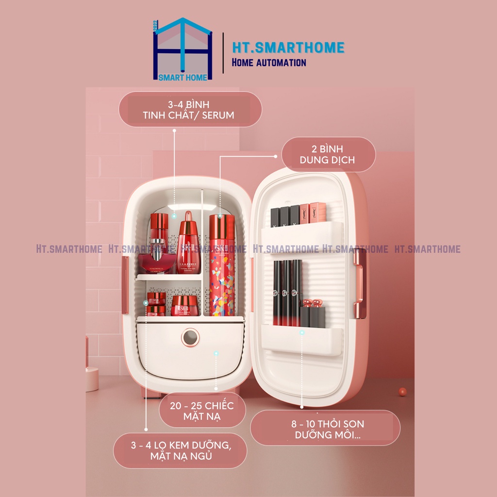 Tủ lạnh bảo quản mỹ phẩm PinkTop 12L cao cấp - Hàng chính hãng, bảo hành 12 tháng - Không gian rộng rãi