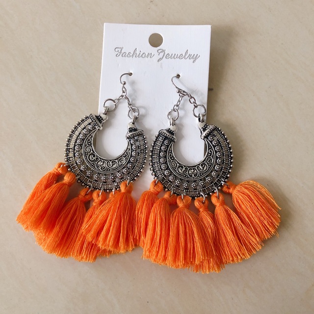 Bông tai tua rua Hoa tai boho vintage