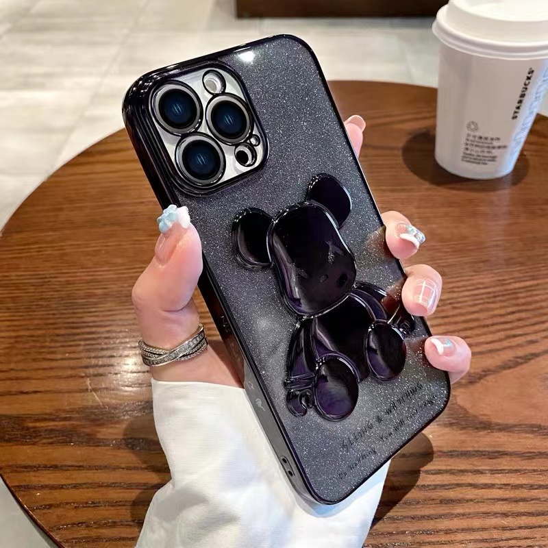 Ốp Điện Thoại iPhone 14 plus 13 12 11 14 Pro MAX X XS MAX XR TPU case ốp lưng điện thoại iphone 14 promax tím Mềm Hình Gấu Lấp Lánh Cho