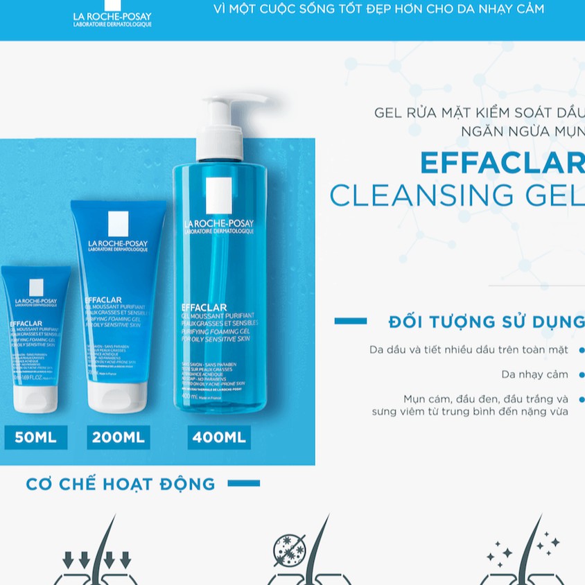 LA ROCHE POSAY Sữa Rửa Mặt Effaclar Purifying Foaming Gel Tạo Bọt dạng gel dành cho da dầu, nhạy cảm | BigBuy360 - bigbuy360.vn