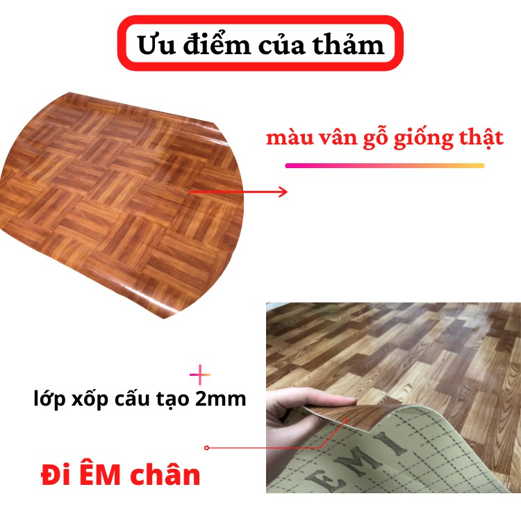 Thảm nhựa trải sàn vân gỗ PVC loại dày 2mm I Simili trải sàn I Thảm nhựa lót sàn