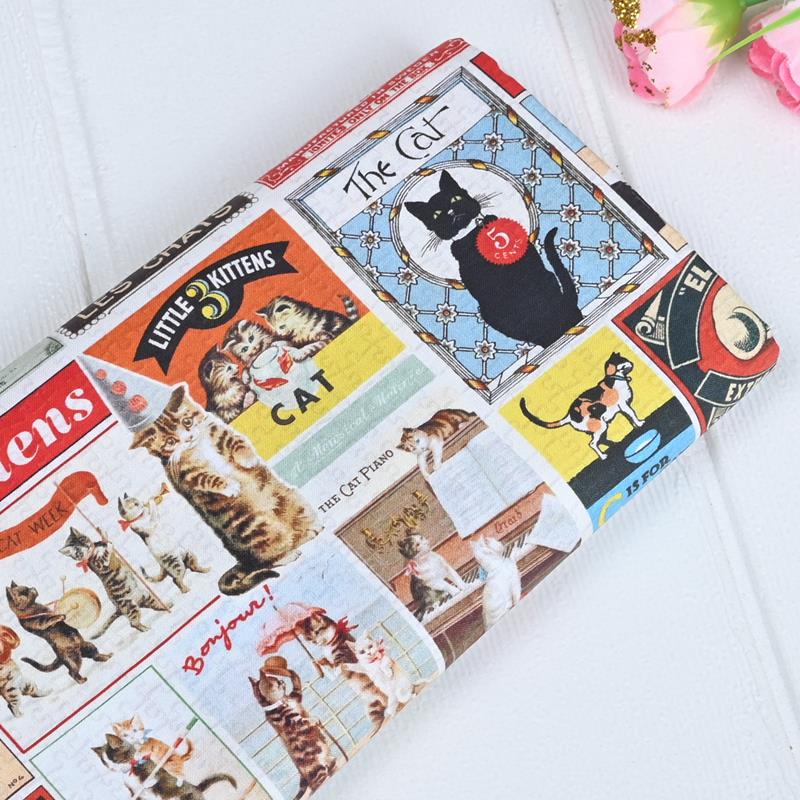 Vải Cotton Nguyên Chất Cao Cấp In Họa Tiết Mèo Hoài Cổ Dùng May Túi Xách / Đầm DIY