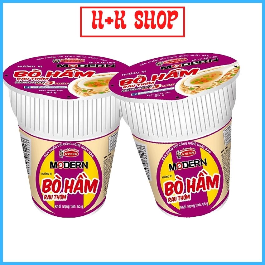 Mì Modern 3 hương vị lẩu thái tôm, Bò hầm, Thịt xào thùng 24 ly 67g-Bách hóa.HK24