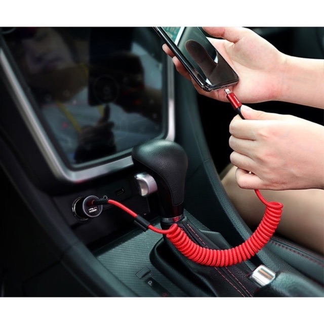 ✔ ✔️ Cáp sạc Nhanh Lò Xo Baseus Spring USB Flexible 2A trên xe ô tô Dây sạc Xoắn 1mét cho ip/tablet táo