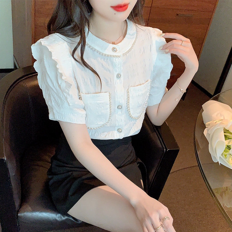 Áo Sơ Mi Chiffon Tay Ngắn Phong Cách Thời Trang Pháp Dành Cho Nữ