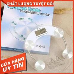 [Xả kho + free ship] Cân điện tử trong suốt bằng kính cường lực hình tròn tối đa 180KG