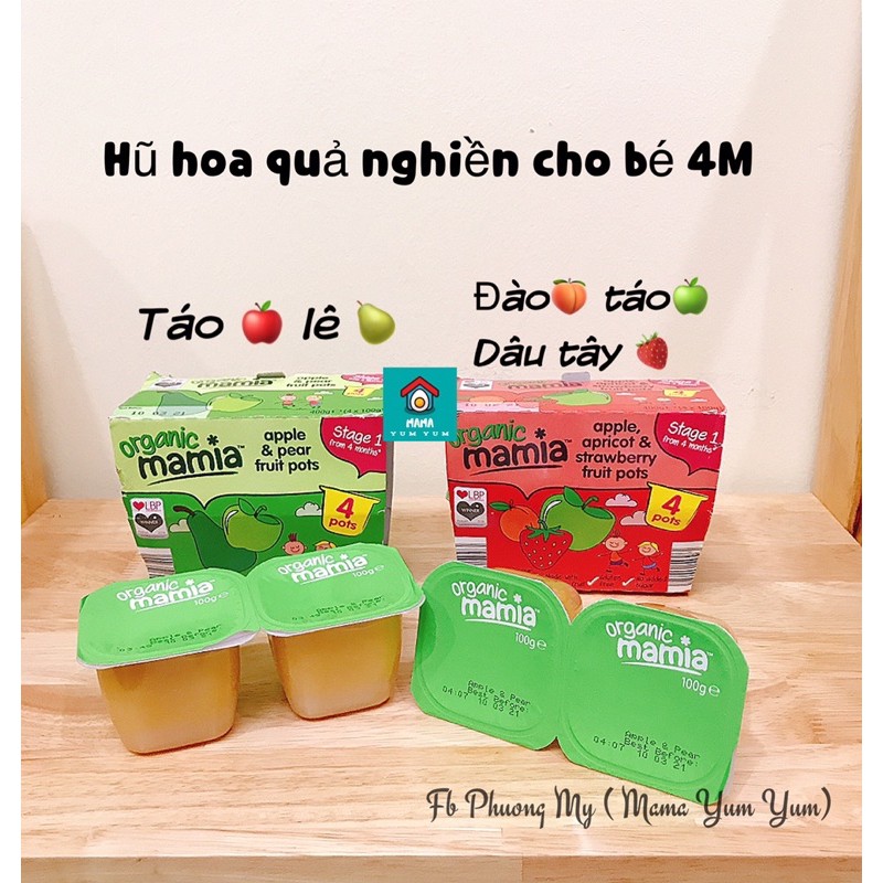 Date 12/2022 - Hoa quả, trái cây/Sữa chua hữu cơ Organic Mamia cho bé 4m của UK