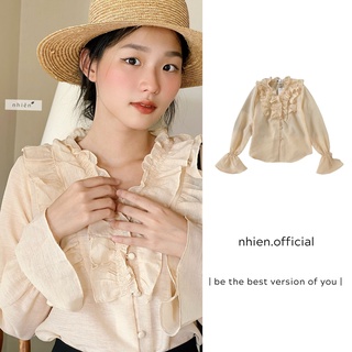 Áo sơ mi cổ bèo - áo sơ mi kiểu hàn quốc nhiennhienvinatge BA86