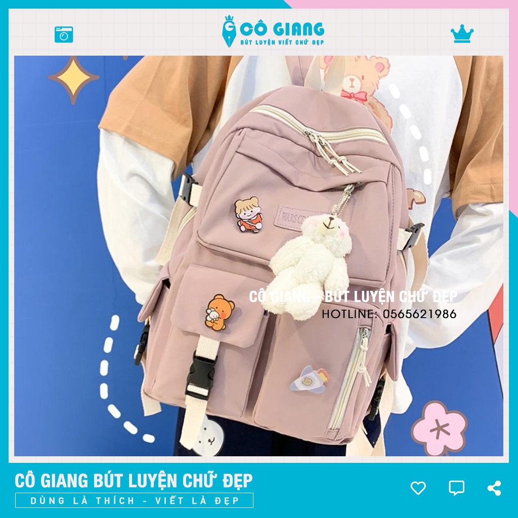 Balo đi học nữ balo học sinh ulzzang thời trang giá rẻ nhỏ cá tính CGB178 (không gấu)