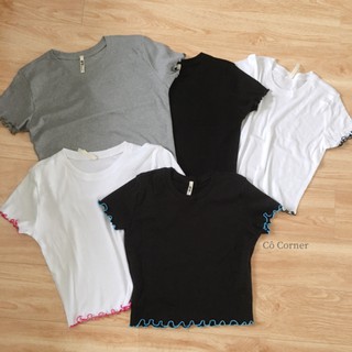 Áo thun croptop trơn kiểu ngắn tay dáng ôm ngực đẹp