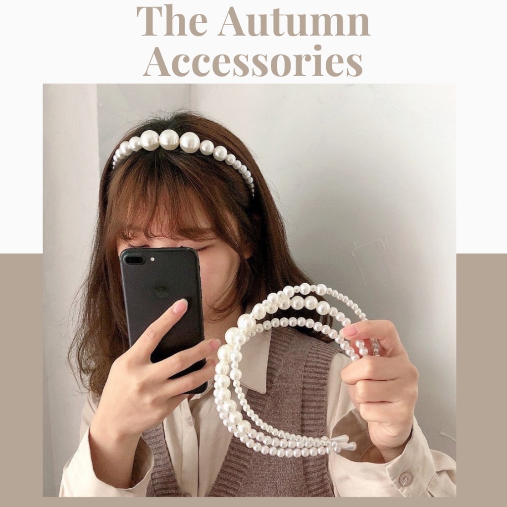 Bờm cài tóc đính ngọc trai nhân tạo đơn giản phong cách Hàn Quốc hot trend - The Autumn Accessories