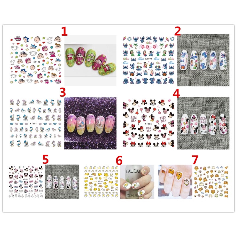 Sticker dán trang trí móng hình gấu dễ thương phong cách Hàn Quốc