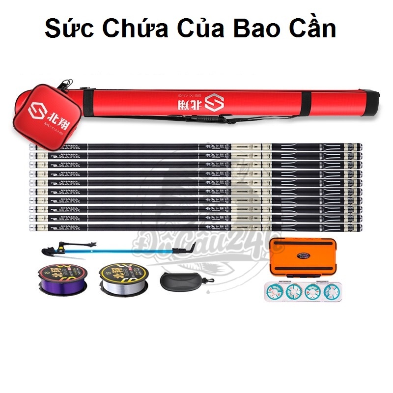 Bao Đựng Cần Câu Cá Beixiang + Túi Đựng Phụ Kiện Câu Cá Chất Liệu Da PU Dài 1m25