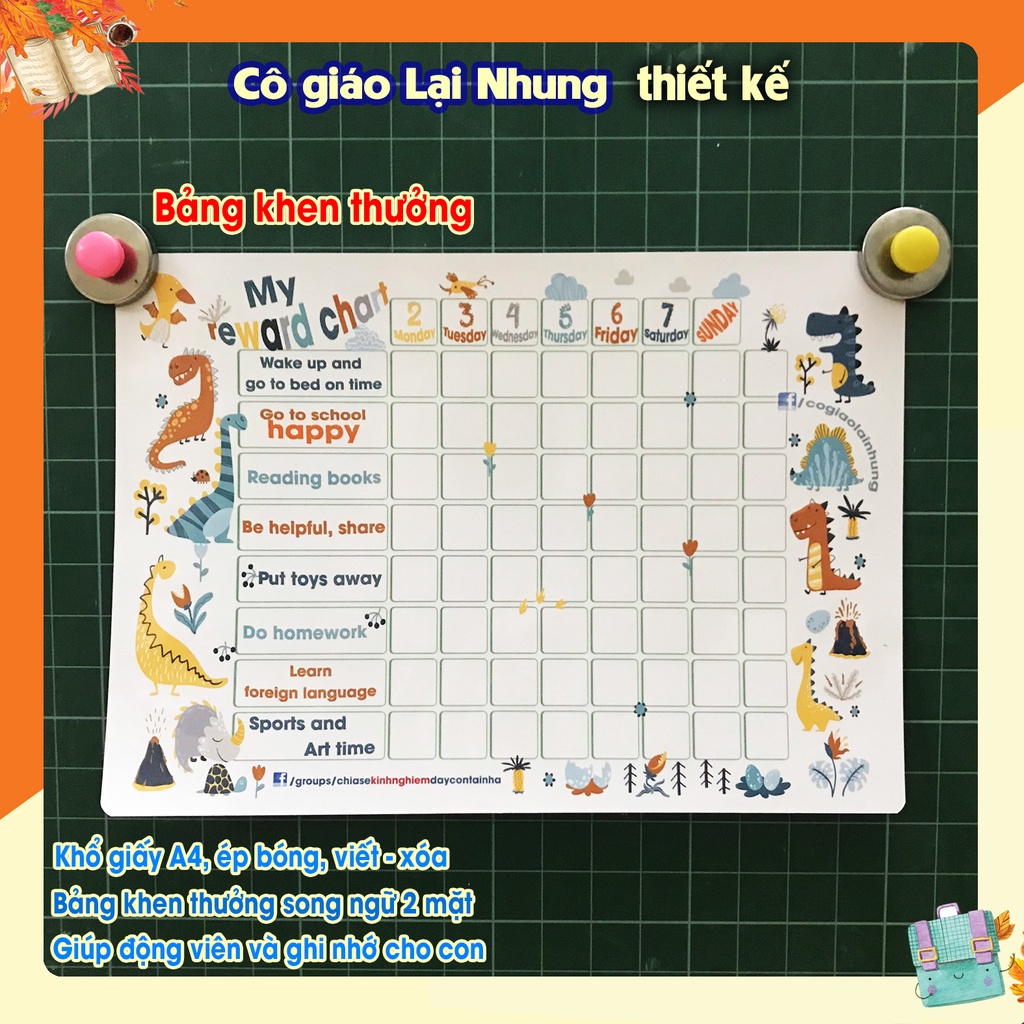 [Tặng Quà] Bảng Khen Thưởng Song Ngữ Dễ Thương