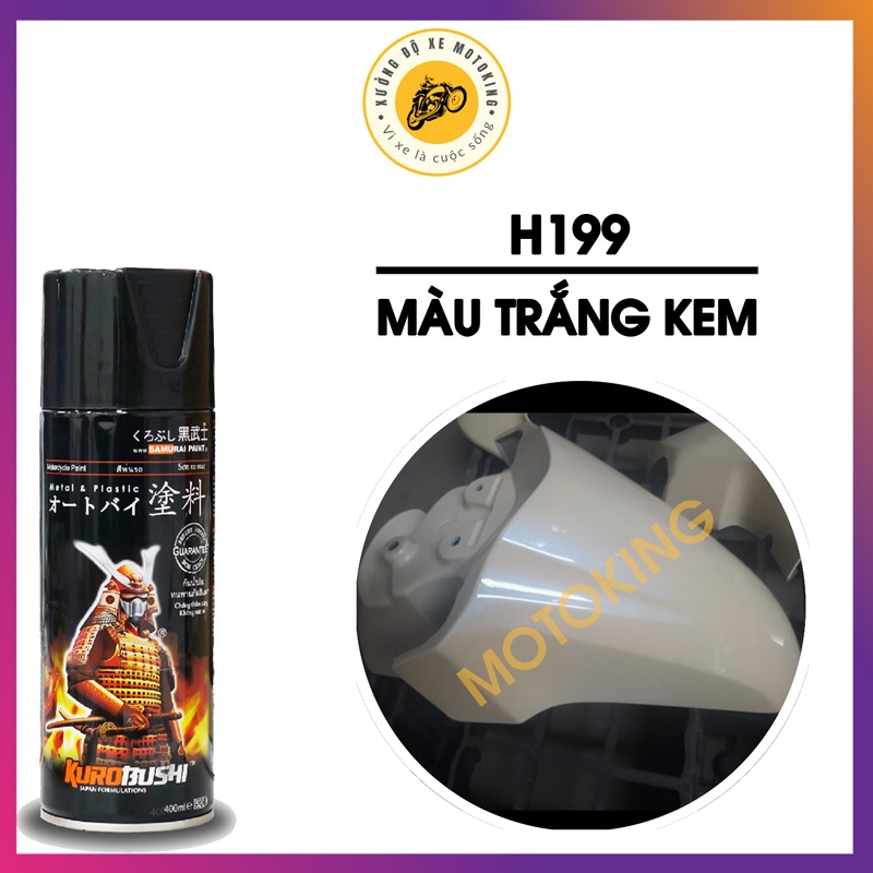Combo sơn samurai trắng kem H199 chuẩn quy trình sơn xe máy độ bền cao UCH210 - 102 - H199 - K1K