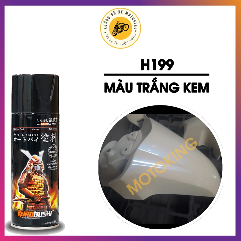 Combo sơn samurai trắng kem H199 cao cấp 2k chuẩn quy trình sơn xe máy 2K04 - 102 - H199 - 2K01 độ bền tới 5 năm