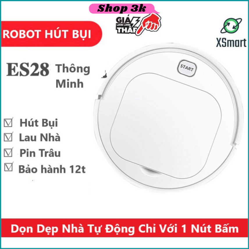 Robot Hút Bụi Lau Nhà Thông Minh Nâng Cấp Tự Động Di Chuyển, Pin Sạc, Máy Hút Mạnh, Rô Bốt Kèm Dẻ Lau - SDGD
