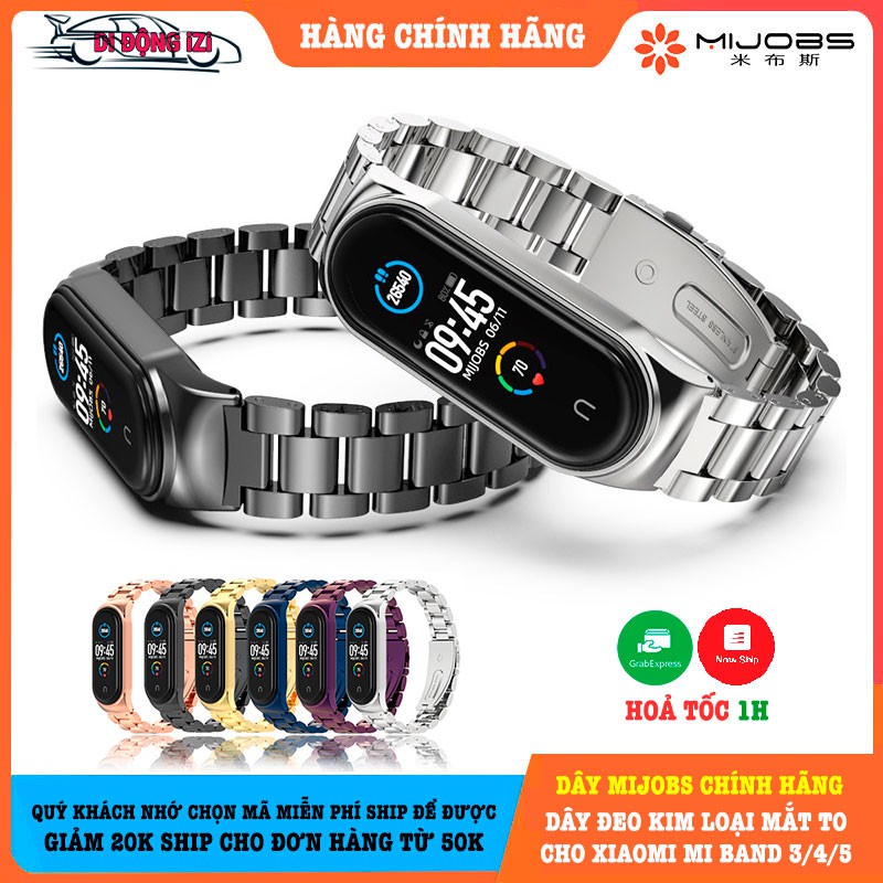 Dây Đeo Kim Loại Mắt To Cho Mi Band 5/4/3 - Mijobs Chính Hãng Chất lượng Khỏi Lo