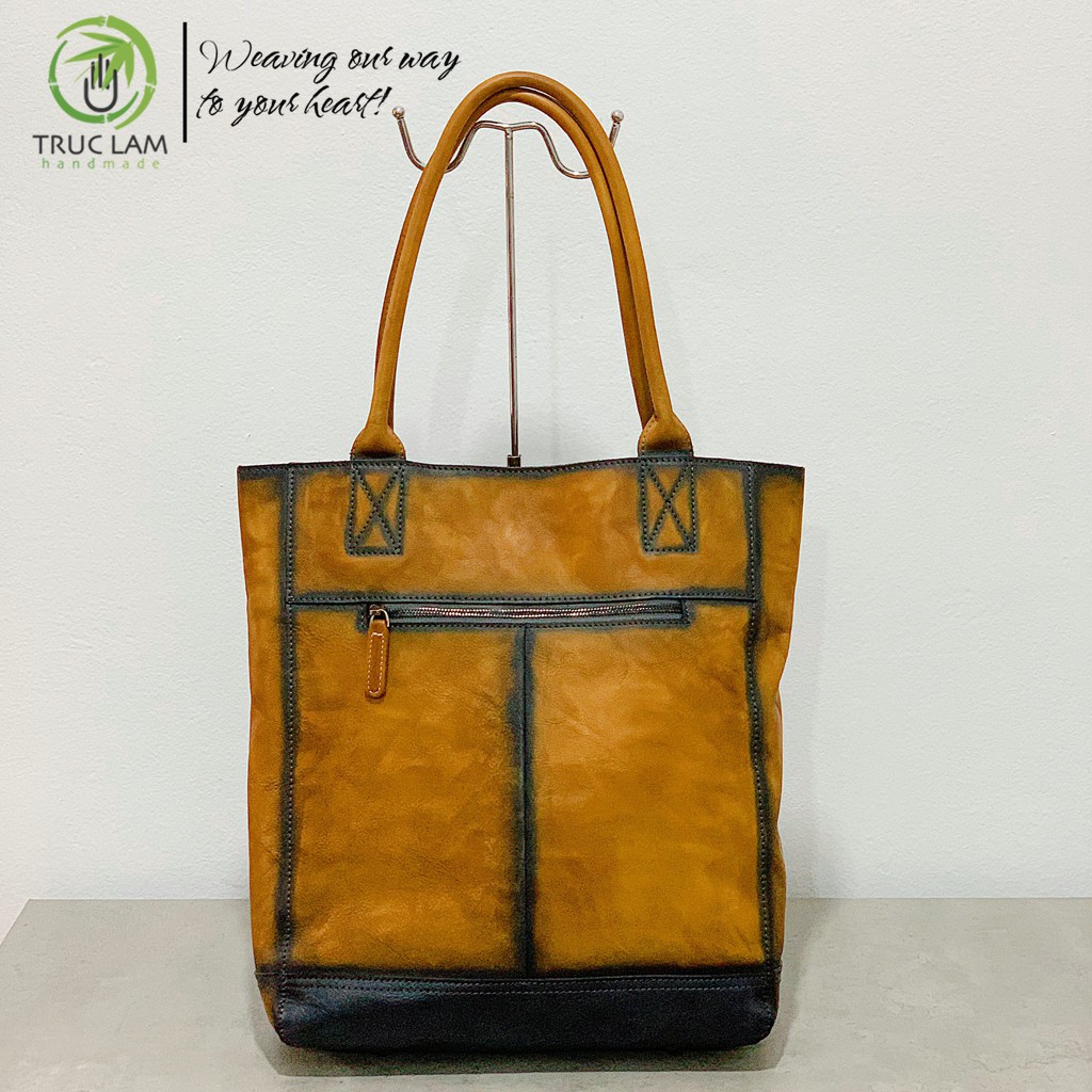 Túi Tote Thời Trang Nữ Dáng Dài Da Thật Cao Cấp Họa Tiết Giọt Nước – Trúc Lâm Handmade