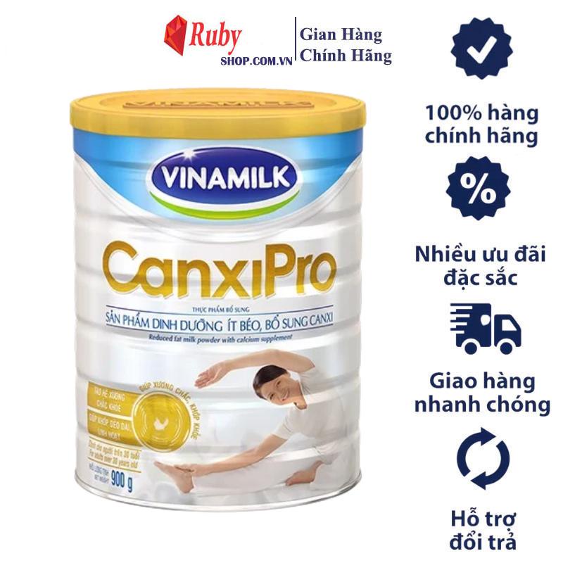 Sữa bột Vinamilk CanxiPro dinh dưỡng ít béo, bổ sung canxi cho người trên 30 tuổi lon thiếc 900g