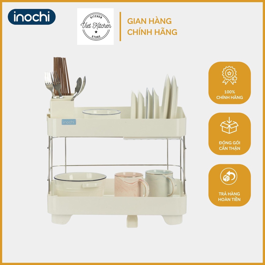 Kệ Chén Bát inochi VietKitchen kệ bát Inox 2 Tầng Có Khay Thoát Nước Thông Minh Dùng Để Làm Giá Úp Bát Đĩa Chén Đũa