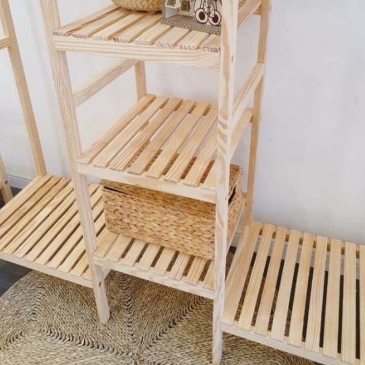 Tủ treo quần áo gỗ thông 3 gian phong cách Hàn Quốc l Giá treo quần áo gỗ thông 150cm x 35cm x 135cm thiết kế 3 gian