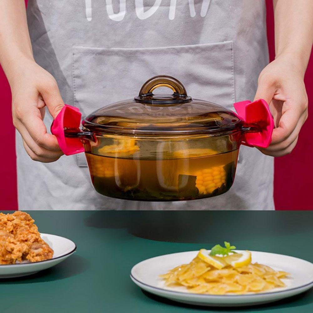 Set 2 Kẹp Nhấc Nồi Cách Nhiệt Chống Trượt Hình Nơ Sáng Tạo Giá Đỡ