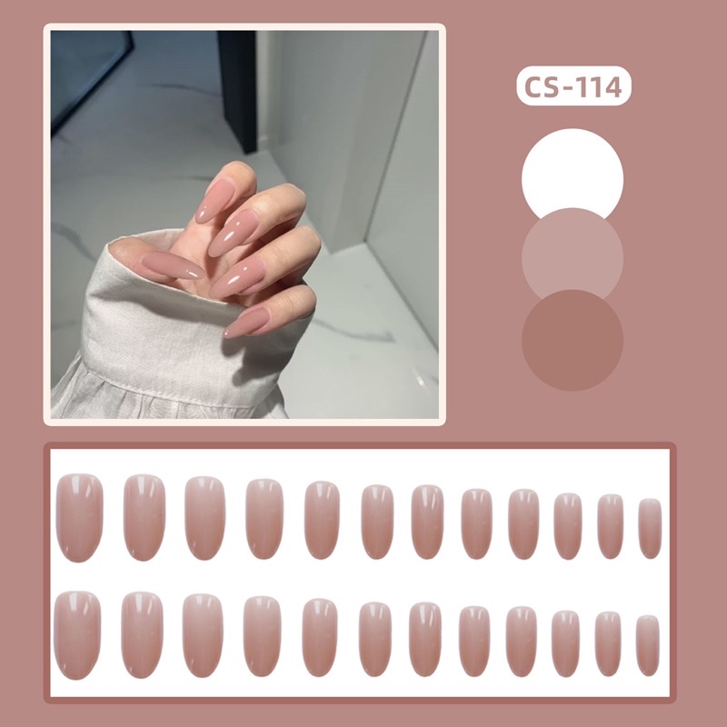 Set 24 móng giả D411 dáng móng dài ( Tặng kèm keo và dũa )