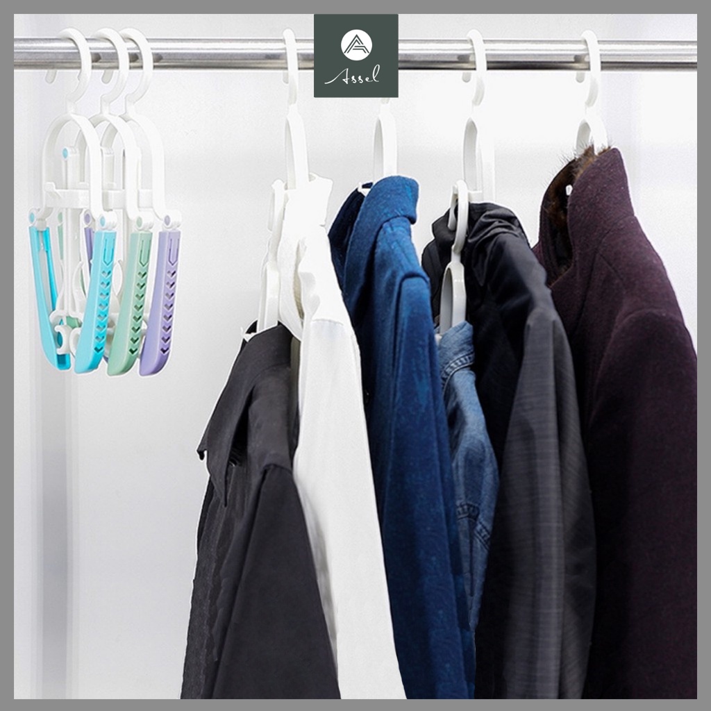 Móc treo phơi quần áo trẻ em người lớn nhựa thiết kế thông minh đa năng gấp gọn co dãn sử dụng tiện lợi