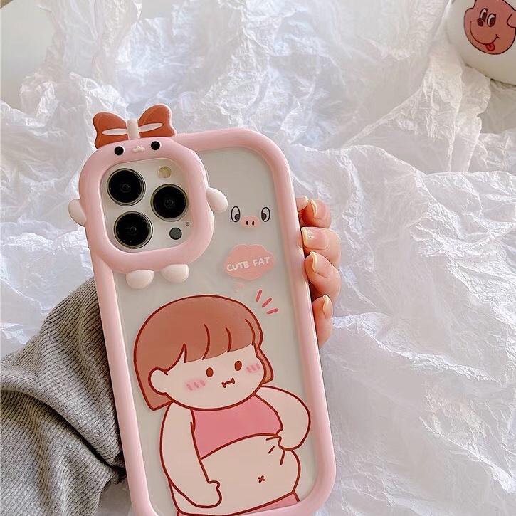 Ốp camera robot nơ in hình Girl Cute Fat ip 6plus/6splus/7plus/8plus/X/Xs/Xsmax/11/11Pro/12/12Pro/12Promax/13/13Promax