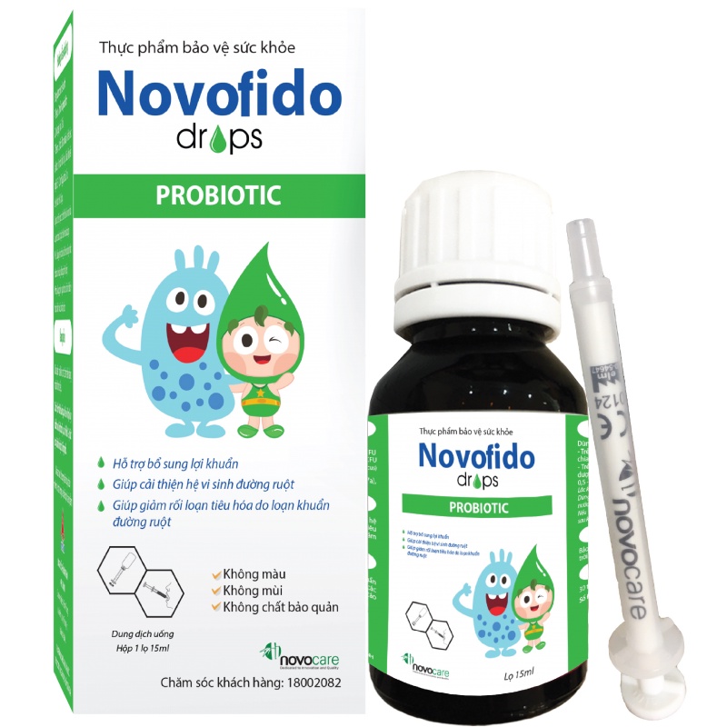 Novofido drops - Bổ sung lợi khuẩn đường ruột lọ 15ml (Thích hợp cho trẻ dưới 24 tháng tuổi)