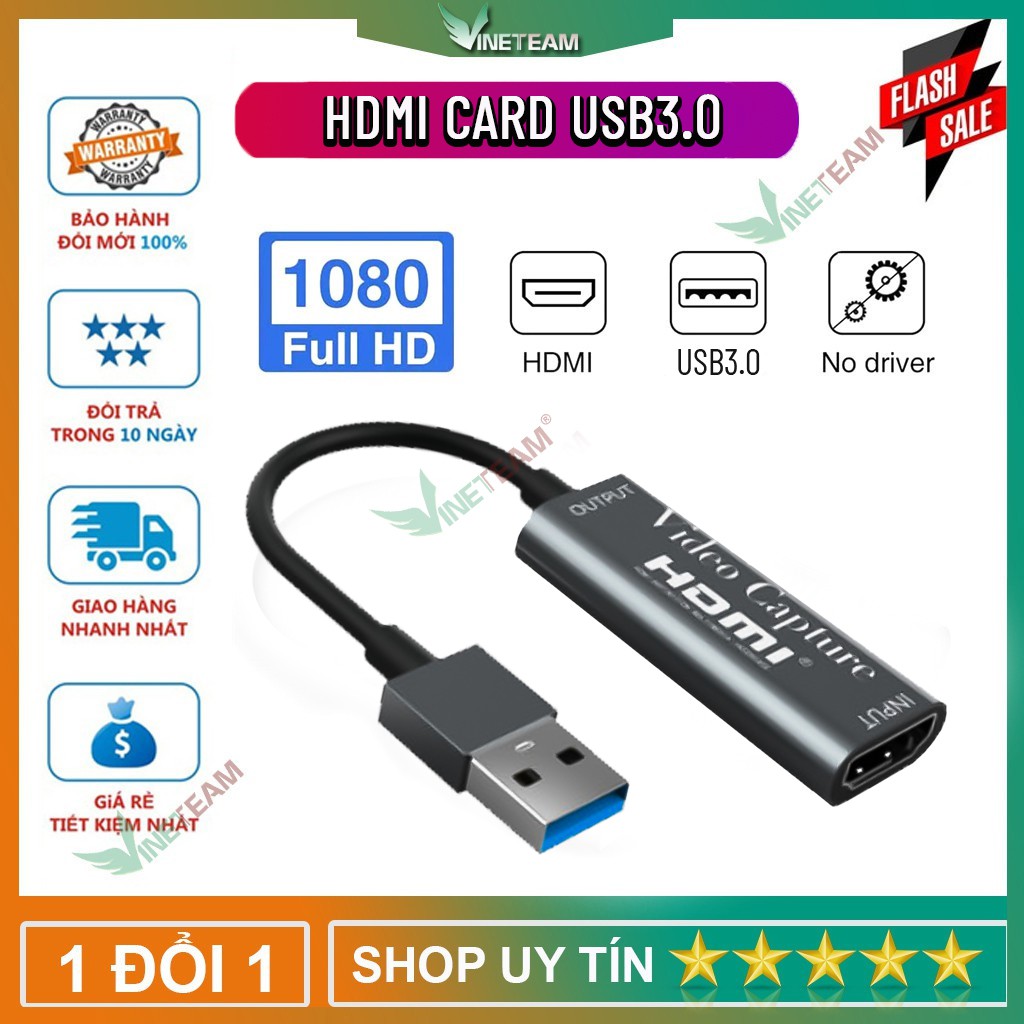 Card chuyển đổi capture screen Hdmi to usb 3.0 cho window Mac hỗ trợ 1080 60fps obs livestream | BigBuy360 - bigbuy360.vn