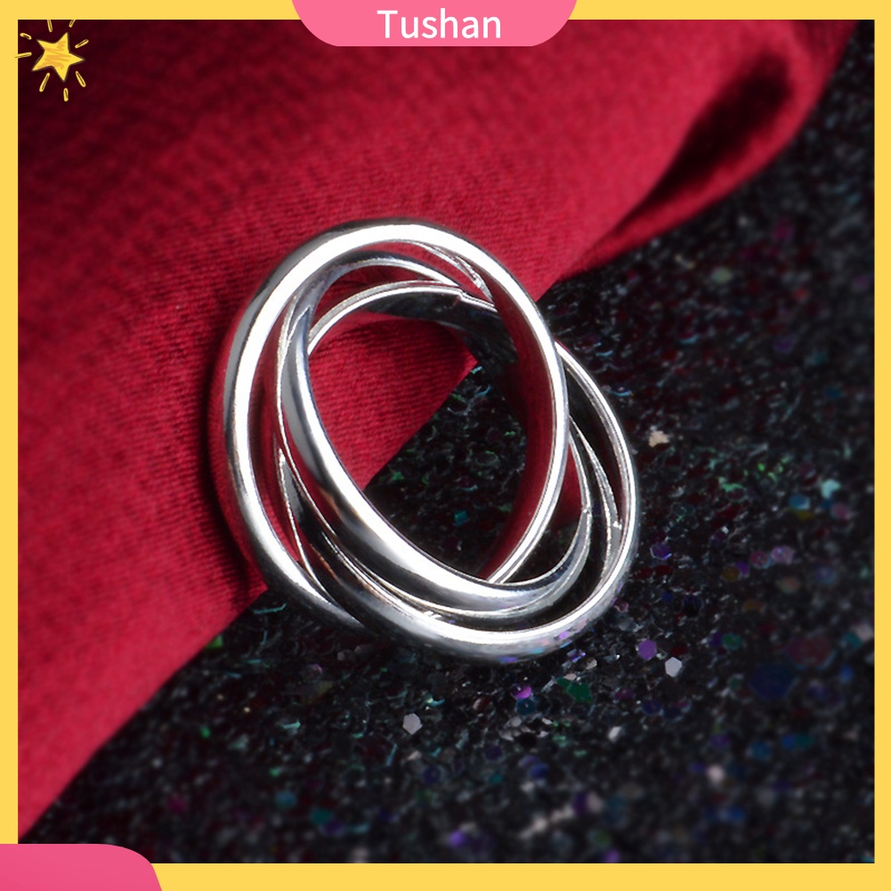 Nhẫn đeo ngón tay dự tiệc cưới 3 vòng tròn bắt chéo mịn màng sáng tạo cho nữ