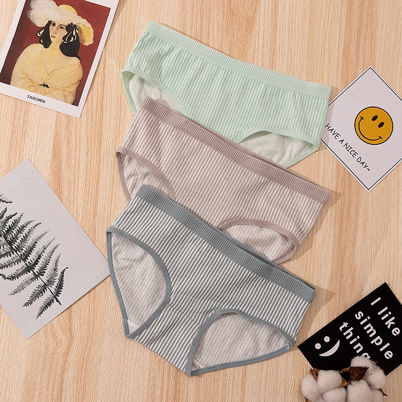 Quần Lót Nữ Cotton Tăm Phối Kẻ Siêu Đẹp 031