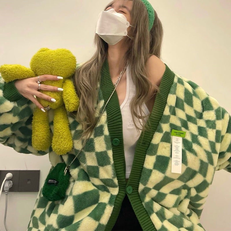 Áo Khoác Lông kẻ caro
