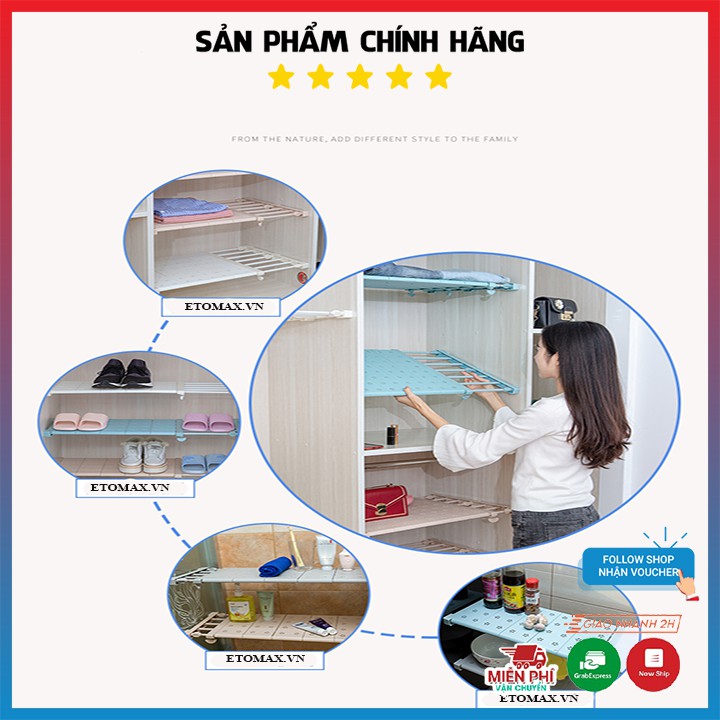 [Bản Rộng 36cm]-Kệ Chia Ngăn Tủ Quần Áo Thông Minh Etomax&gt;&gt;Không Cần Khoan&gt;&gt;Không Cần Vít.