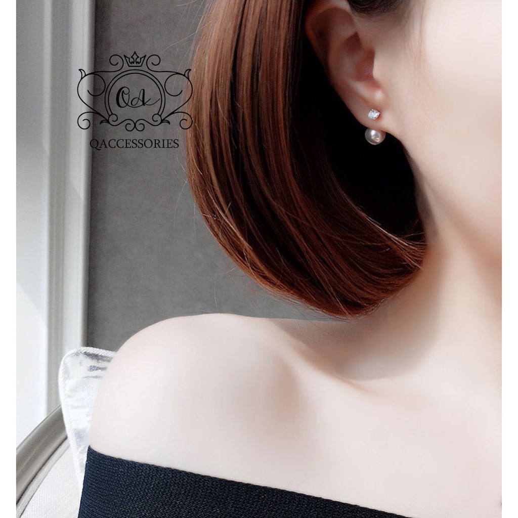 Khuyên tai bạc ngọc trai giả bông tai trước sau 2 màu S925 PEARL Front-back Silver Earrings SO00 - KÈM ẢNH THẬT